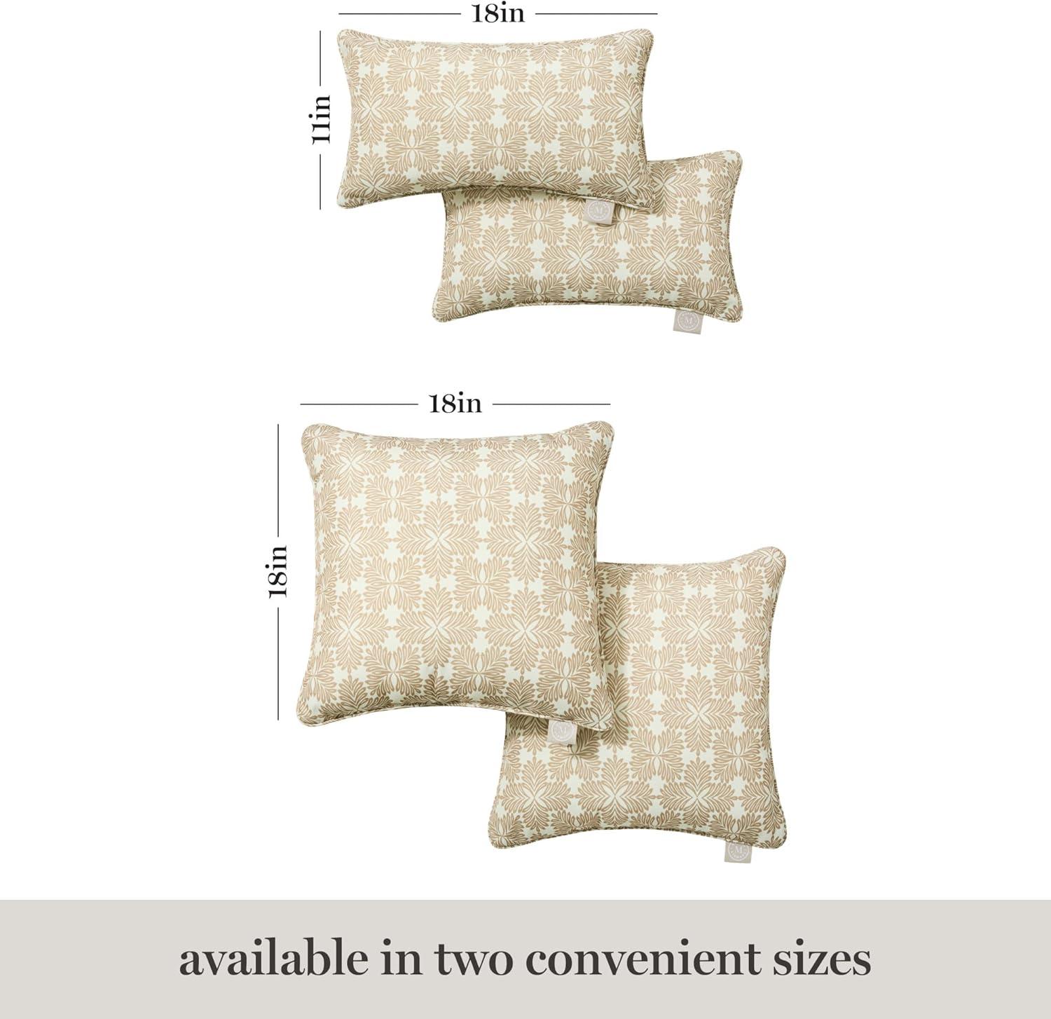 image:imageMartha Stewart Tulum Indoor Outdoor Decorative Lumbar Pillow 2Pack Set UV Fade Resistant Water Repellent Printed Modern Design Taupe 11x18Taupe
