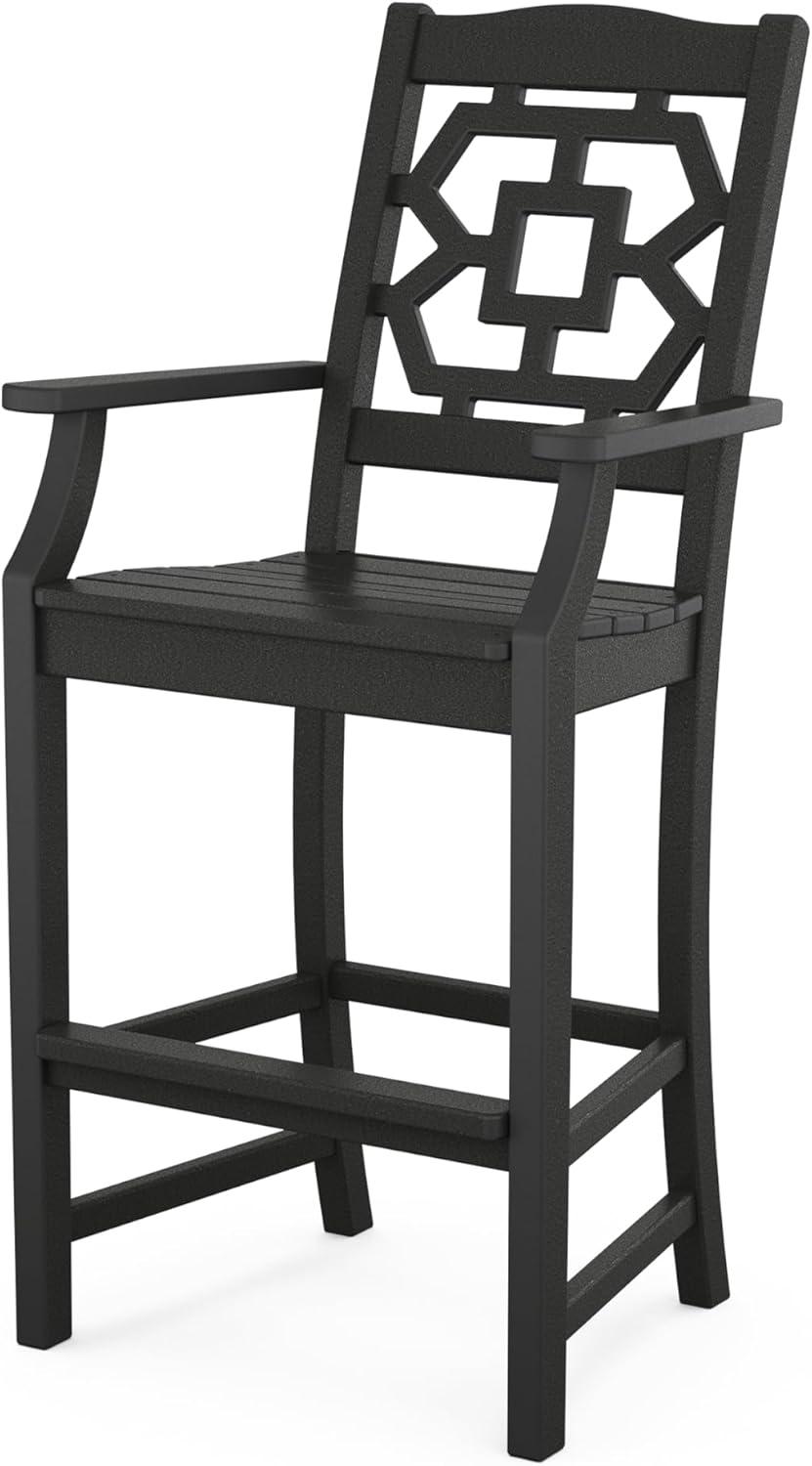image:imageMartha Stewart by POLYWOOD Chinoiserie 5Piece Bar Set with Trestle Legs in WhiteBlack