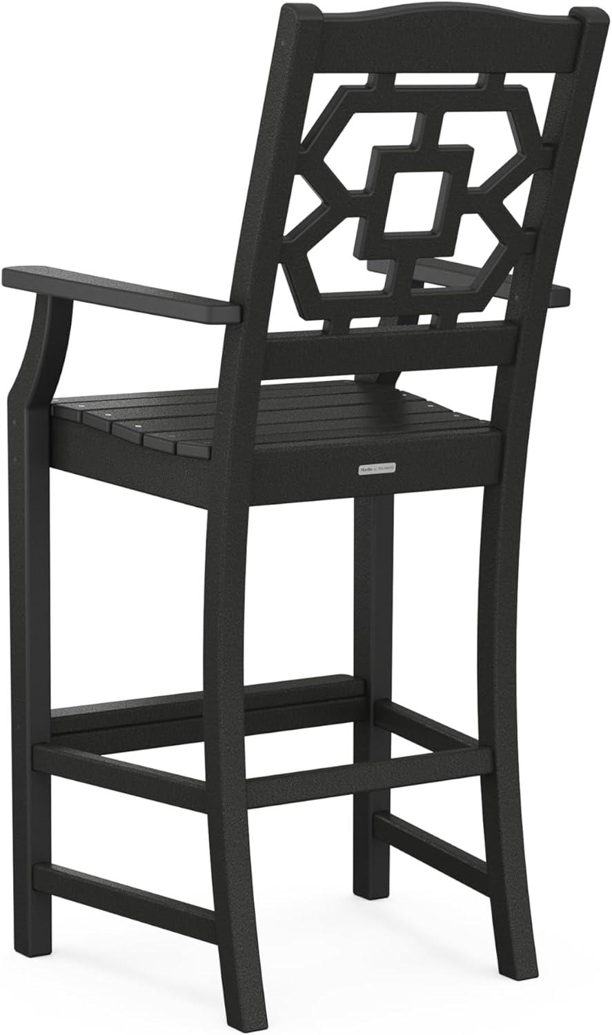 image:imageMartha Stewart by POLYWOOD Chinoiserie 5Piece Bar Set with Trestle Legs in WhiteBlack