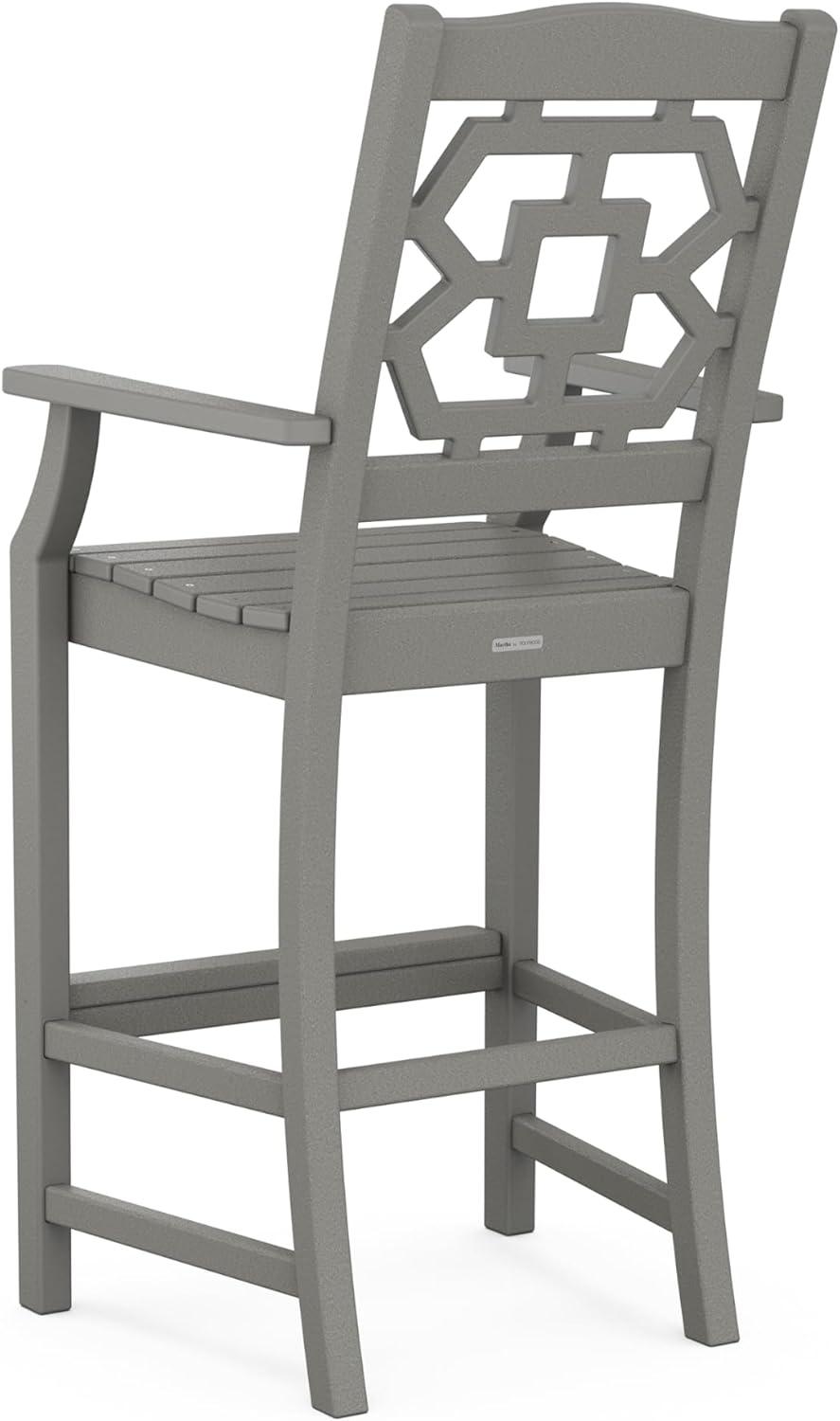 image:imageMartha Stewart by POLYWOOD Chinoiserie 5Piece Bar Set with Trestle Legs in WhiteSlate Grey