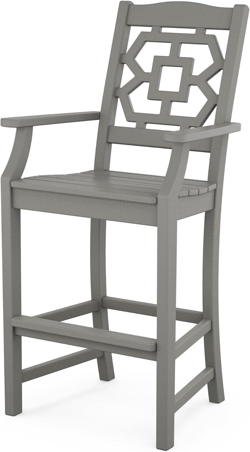 image:imageMartha Stewart by POLYWOOD Chinoiserie 5Piece Bar Set with Trestle Legs in WhiteSlate Grey