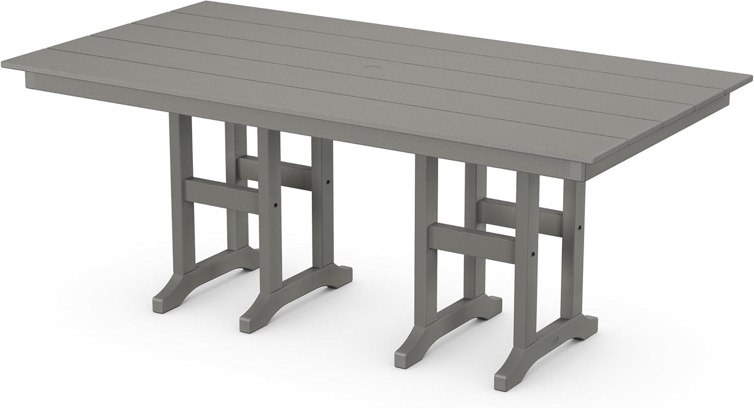 image:imageMartha Stewart by POLYWOOD Chinoiserie 5Piece Farmhouse Dining Set with Benches in GreenSlate Grey