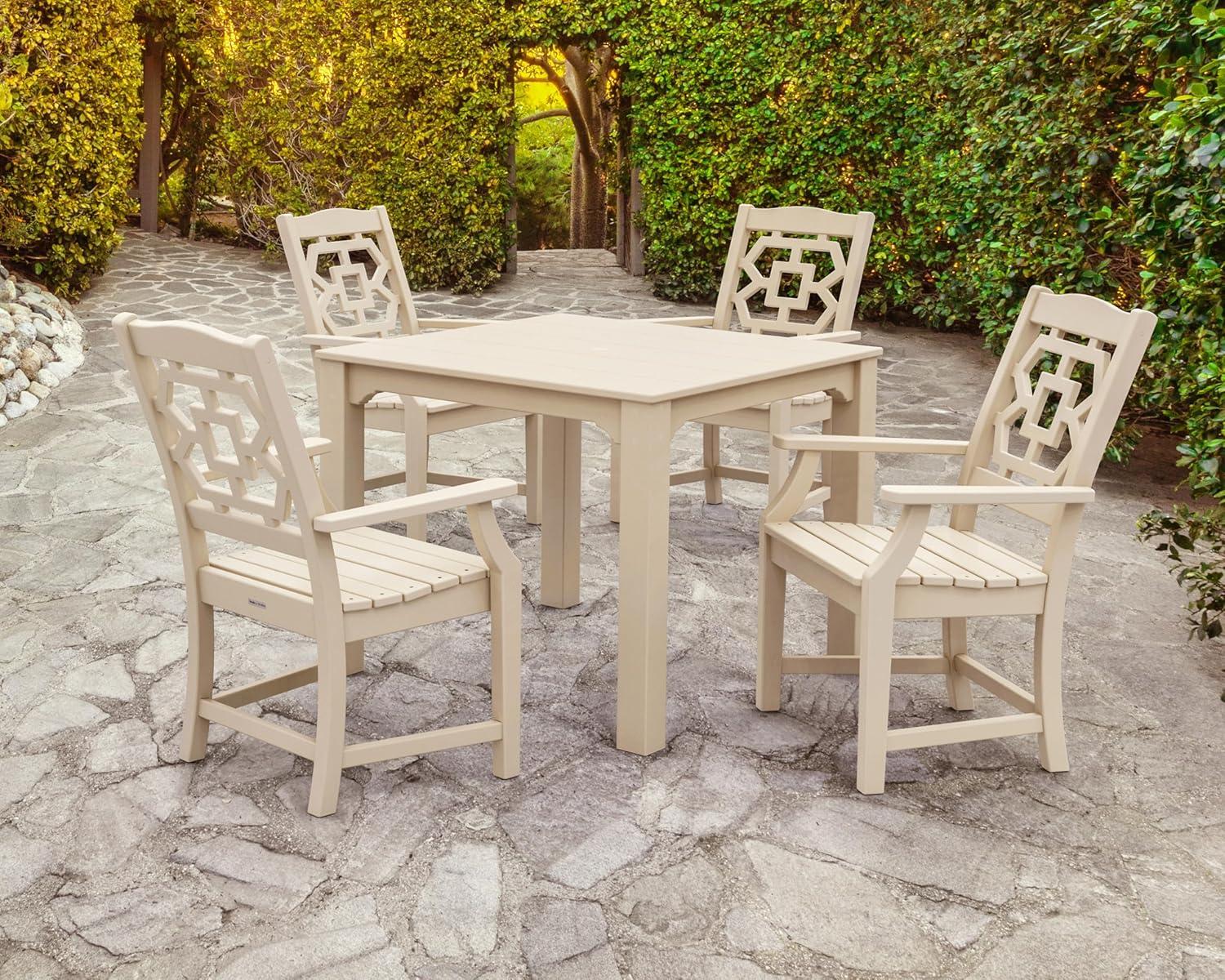 image:imageMartha Stewart by POLYWOOD Chinoiserie 5Piece Parsons Dining Set Exclusive in TeakWhite