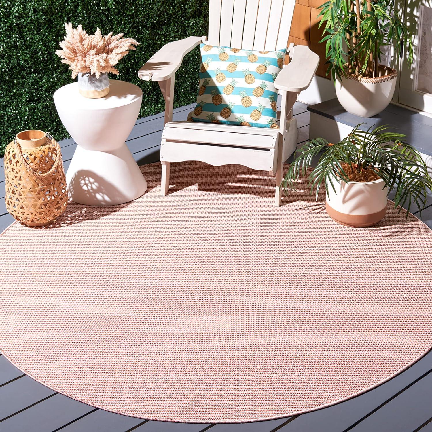 image:imageMartha Stewart x SAFAVIEH Outdoor Area Rug Collection 65 Round Navy Weather Resistant amp Washable Ideal for Patio Backyard Mudroom Deck Dining Space MSR4490NBeigeTerracotta