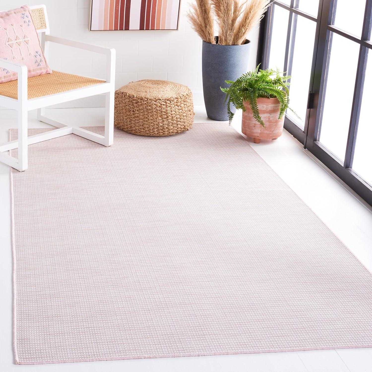 image:imageMartha Stewart x SAFAVIEH Outdoor Area Rug Collection 65 Round Navy Weather Resistant amp Washable Ideal for Patio Backyard Mudroom Deck Dining Space MSR4490NBeigePink