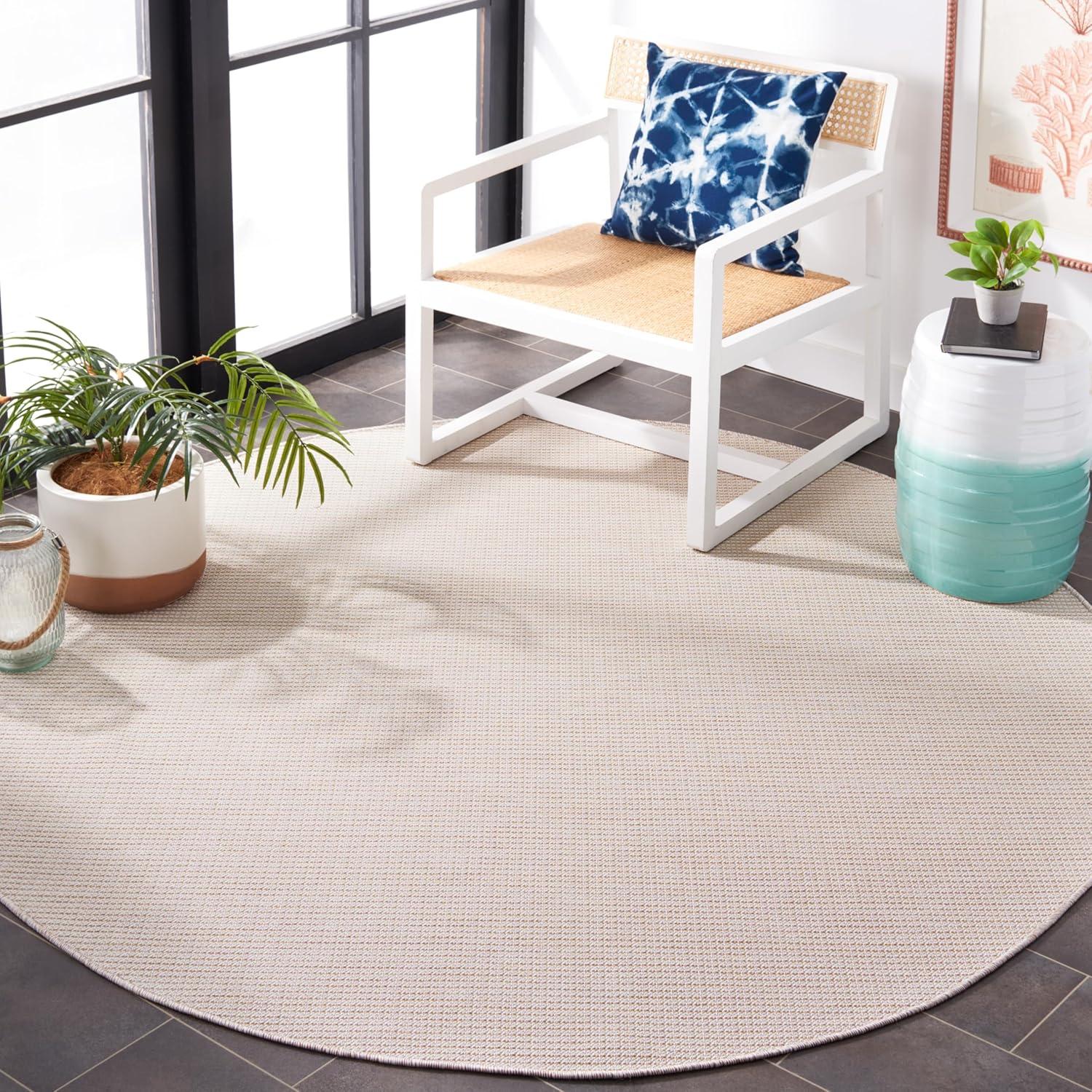 image:imageMartha Stewart x SAFAVIEH Outdoor Area Rug Collection 65 Round Navy Weather Resistant amp Washable Ideal for Patio Backyard Mudroom Deck Dining Space MSR4490NBeige
