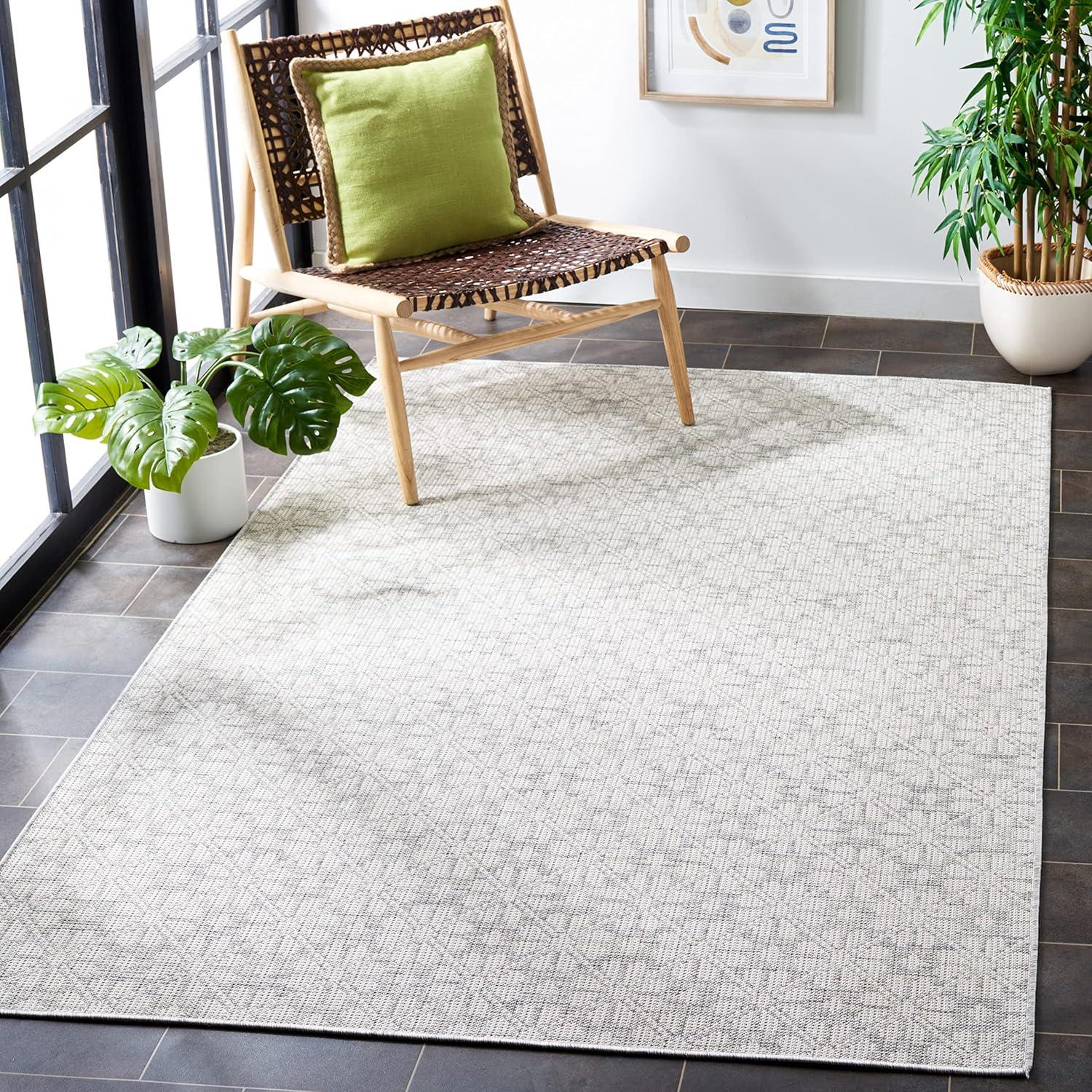 image:imageMartha Stewart x SAFAVIEH Outdoor Area Rug Collection 8 x 10 Blue amp Beige Weather Resistant amp Washable Ideal for Patio Backyard Mudroom Deck Dining Space MSR4491MGreyIvory