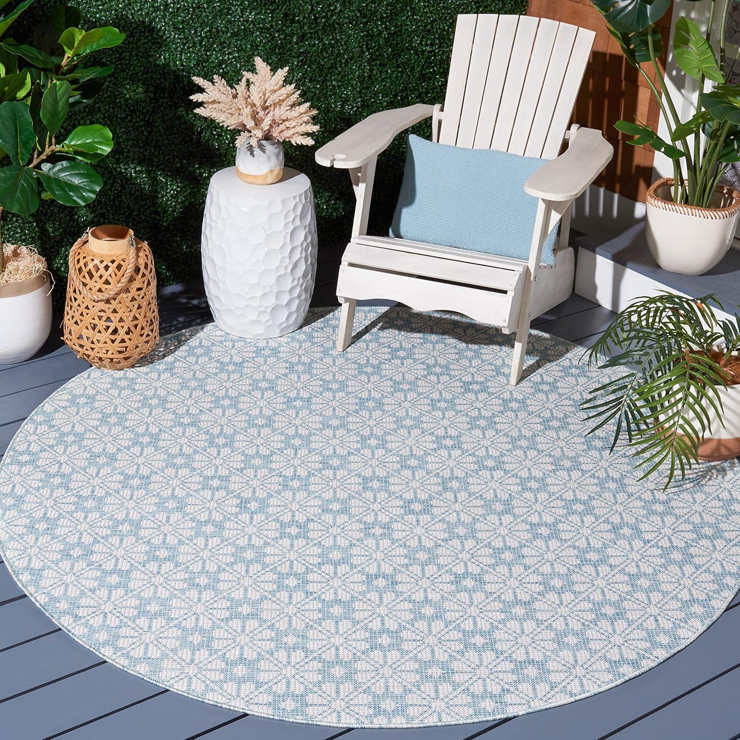 image:imageMartha Stewart x SAFAVIEH Outdoor Area Rug Collection 8 x 10 Blue amp Beige Weather Resistant amp Washable Ideal for Patio Backyard Mudroom Deck Dining Space MSR4491MAqua