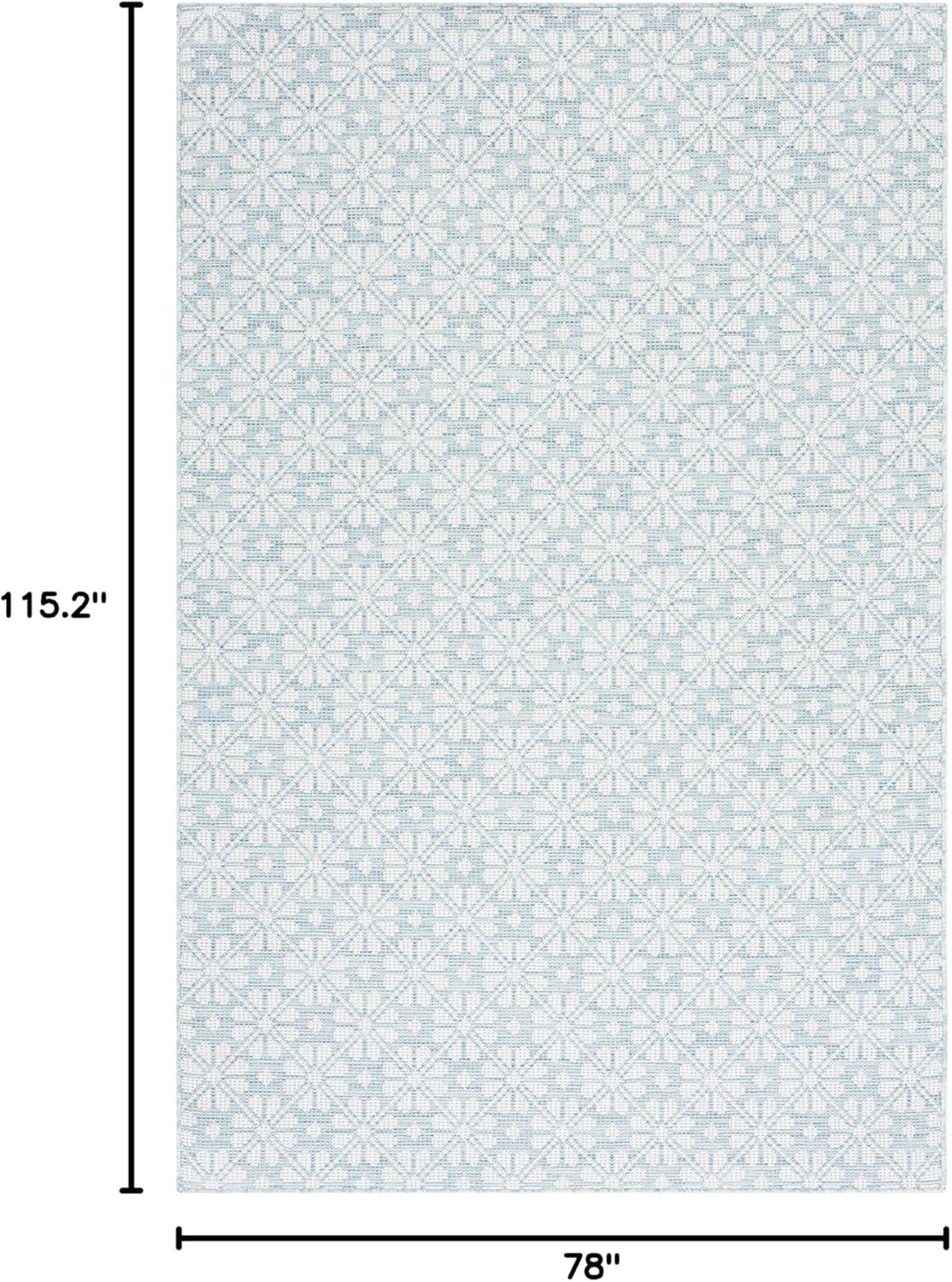 image:imageMartha Stewart x SAFAVIEH Outdoor Area Rug Collection 8 x 10 Blue amp Beige Weather Resistant amp Washable Ideal for Patio Backyard Mudroom Deck Dining Space MSR4491MAqua