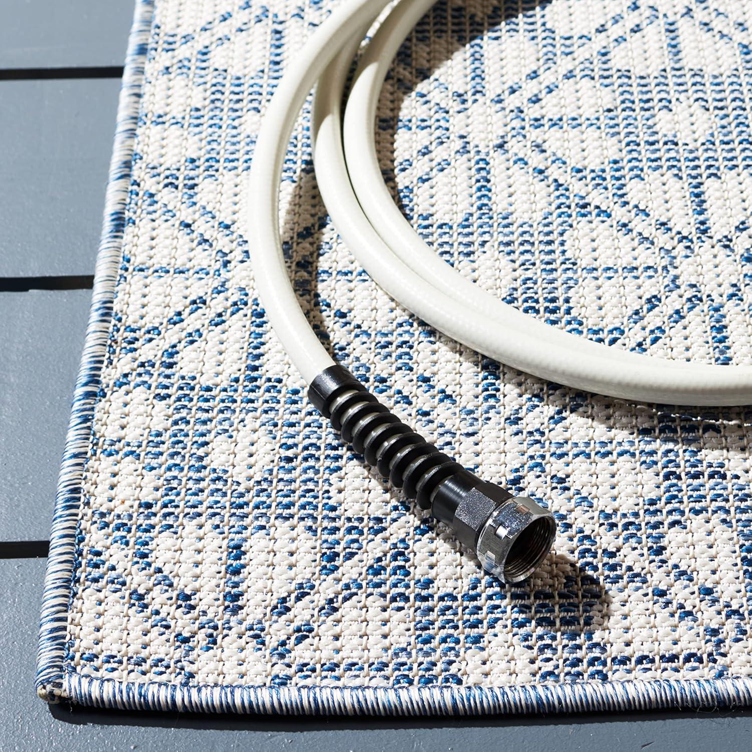 image:imageMartha Stewart x SAFAVIEH Outdoor Area Rug Collection 8 x 10 Blue amp Beige Weather Resistant amp Washable Ideal for Patio Backyard Mudroom Deck Dining Space MSR4491MNavyIvory