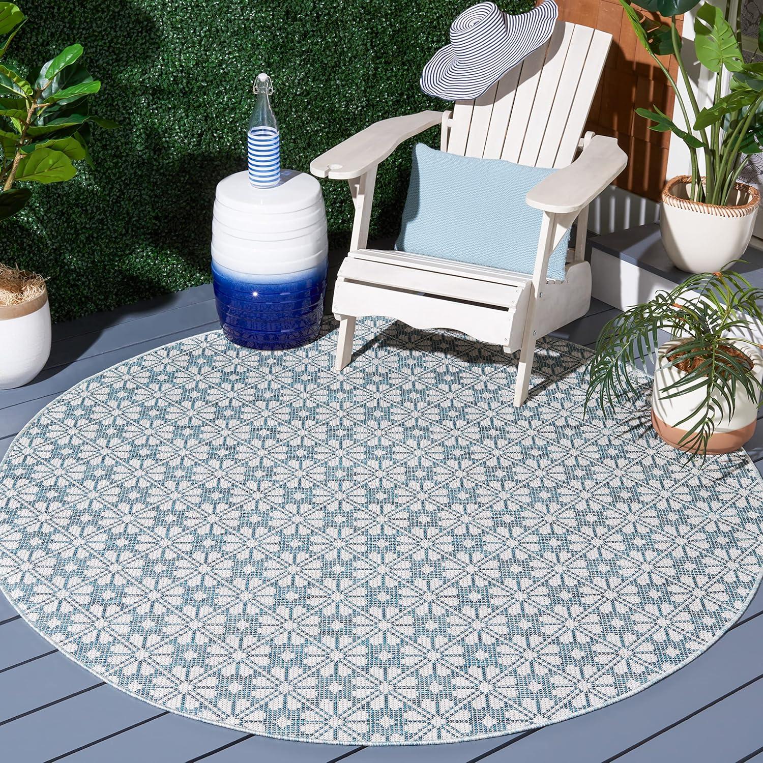 image:imageMartha Stewart x SAFAVIEH Outdoor Area Rug Collection 8 x 10 Blue amp Beige Weather Resistant amp Washable Ideal for Patio Backyard Mudroom Deck Dining Space MSR4491MBlueBeige