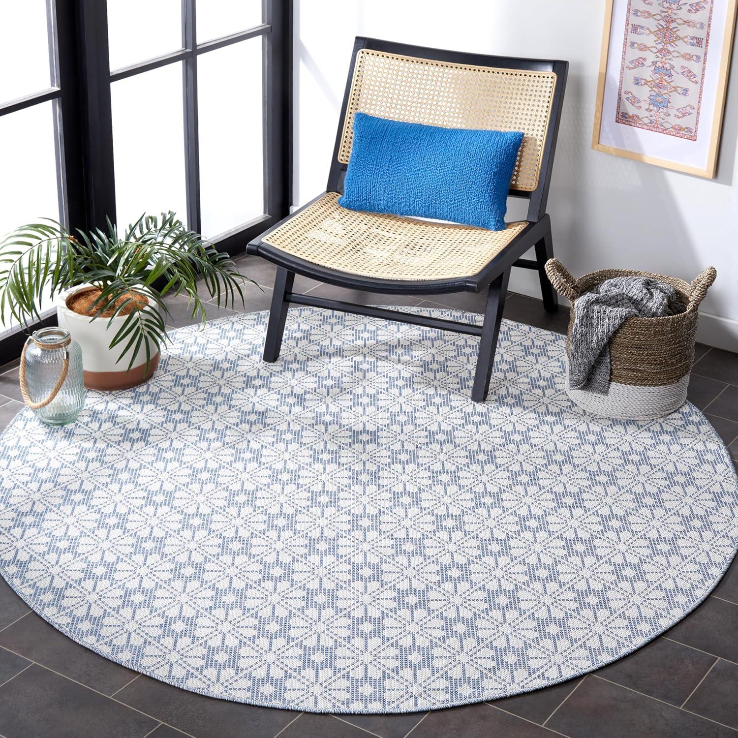 image:imageMartha Stewart x SAFAVIEH Outdoor Area Rug Collection 8 x 10 Blue amp Beige Weather Resistant amp Washable Ideal for Patio Backyard Mudroom Deck Dining Space MSR4491MNavyIvory