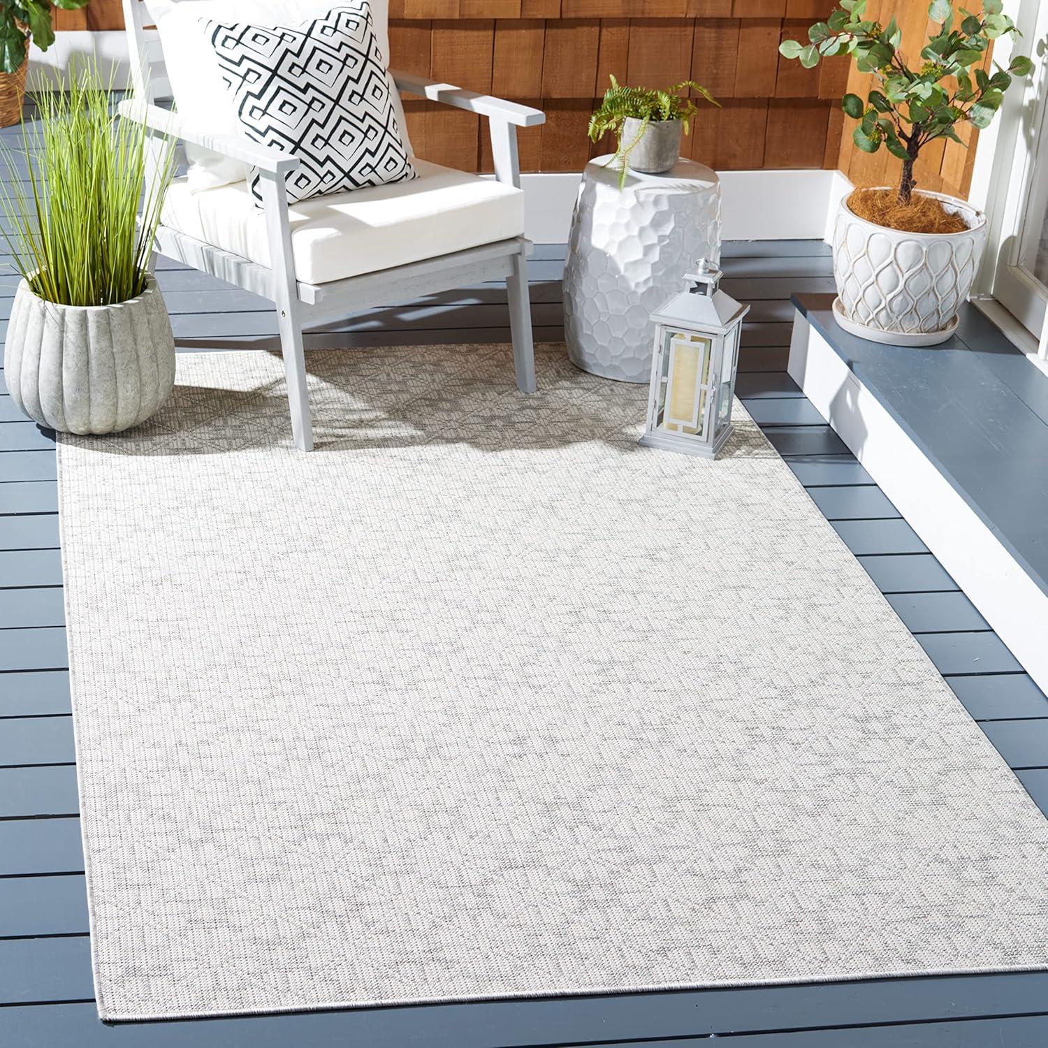 image:imageMartha Stewart x SAFAVIEH Outdoor Area Rug Collection 8 x 10 Blue amp Beige Weather Resistant amp Washable Ideal for Patio Backyard Mudroom Deck Dining Space MSR4491MGreyIvory