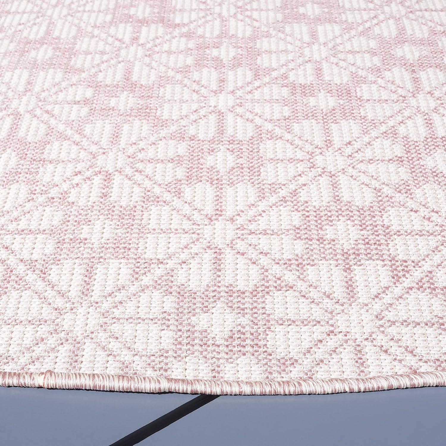image:imageMartha Stewart x SAFAVIEH Outdoor Area Rug Collection 8 x 10 Blue amp Beige Weather Resistant amp Washable Ideal for Patio Backyard Mudroom Deck Dining Space MSR4491MPinkIvory
