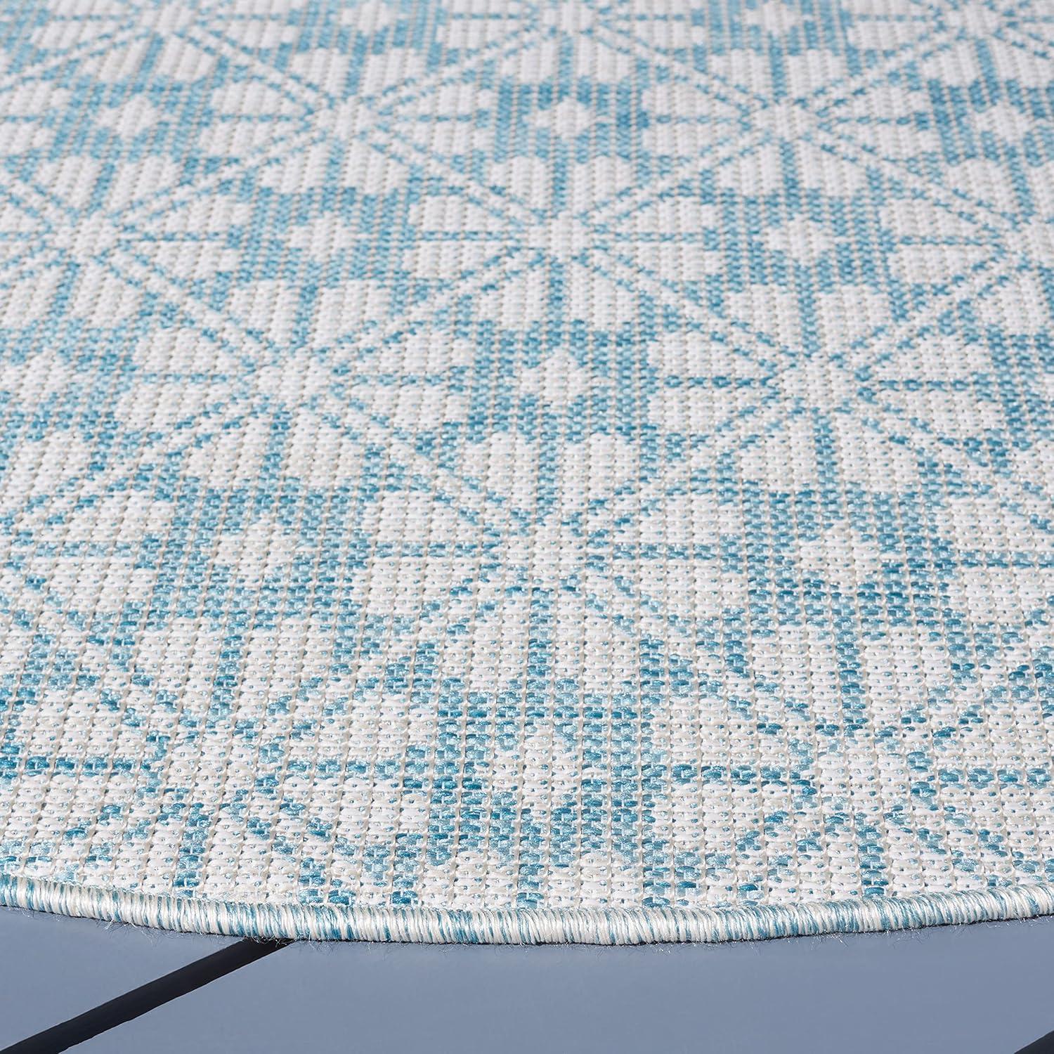 image:imageMartha Stewart x SAFAVIEH Outdoor Area Rug Collection 8 x 10 Blue amp Beige Weather Resistant amp Washable Ideal for Patio Backyard Mudroom Deck Dining Space MSR4491MAqua
