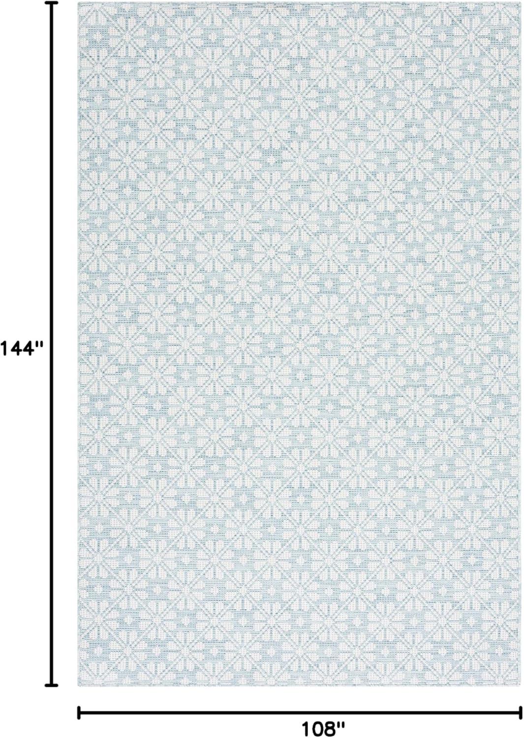 image:imageMartha Stewart x SAFAVIEH Outdoor Area Rug Collection 8 x 10 Blue amp Beige Weather Resistant amp Washable Ideal for Patio Backyard Mudroom Deck Dining Space MSR4491MAqua