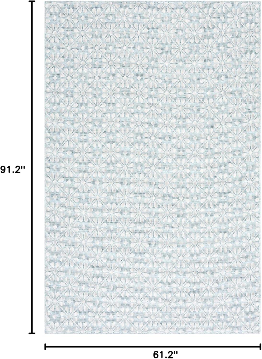 image:imageMartha Stewart x SAFAVIEH Outdoor Area Rug Collection 8 x 10 Blue amp Beige Weather Resistant amp Washable Ideal for Patio Backyard Mudroom Deck Dining Space MSR4491MAqua