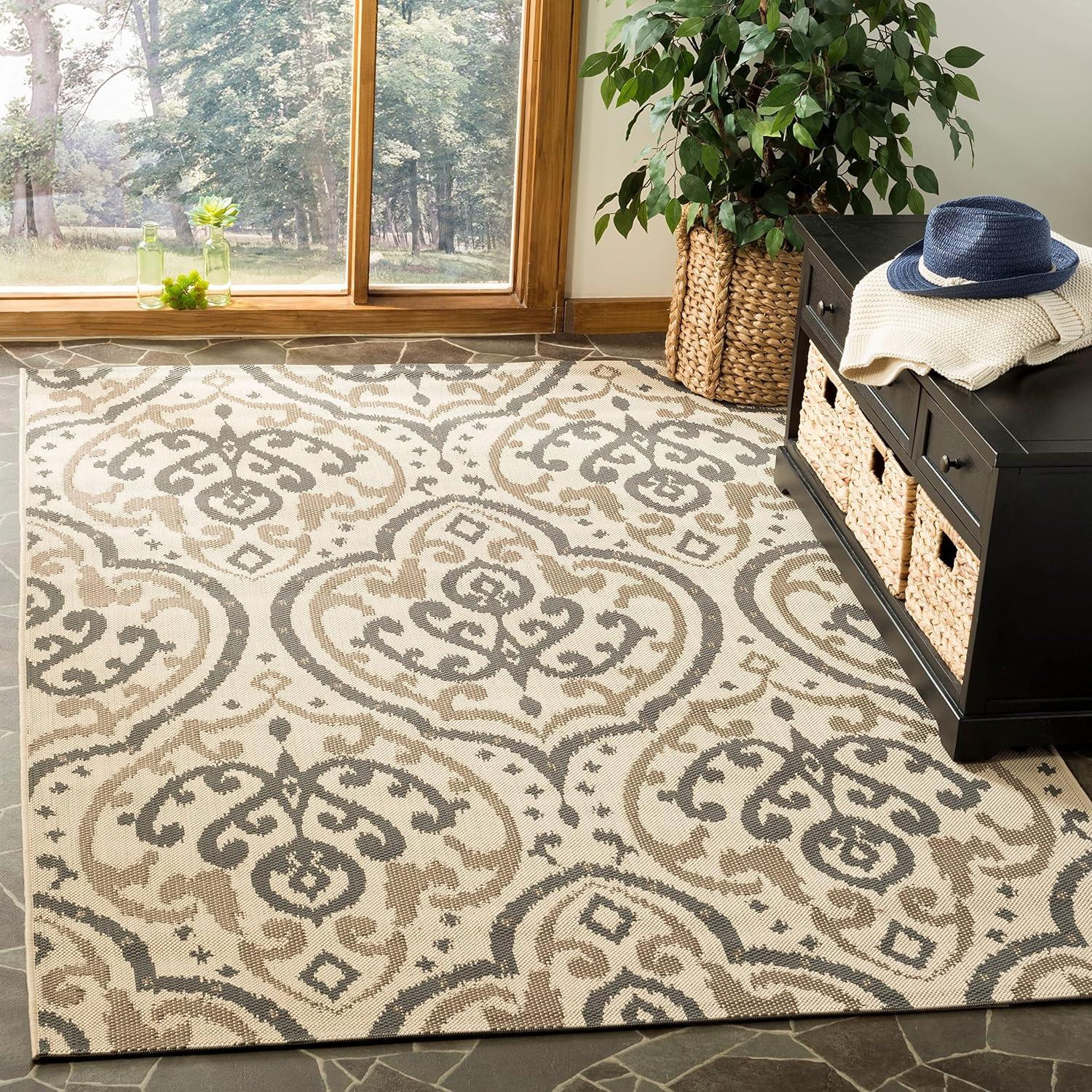 image:imageMartha Stewart x SAFAVIEH Outdoor Area Rug Collection 8 x 112 Beige amp Anthracite Weather Resistant amp Washable Ideal for Patio Backyard Mudroom Deck Dining Space MSR411423612BeigeAnthracite