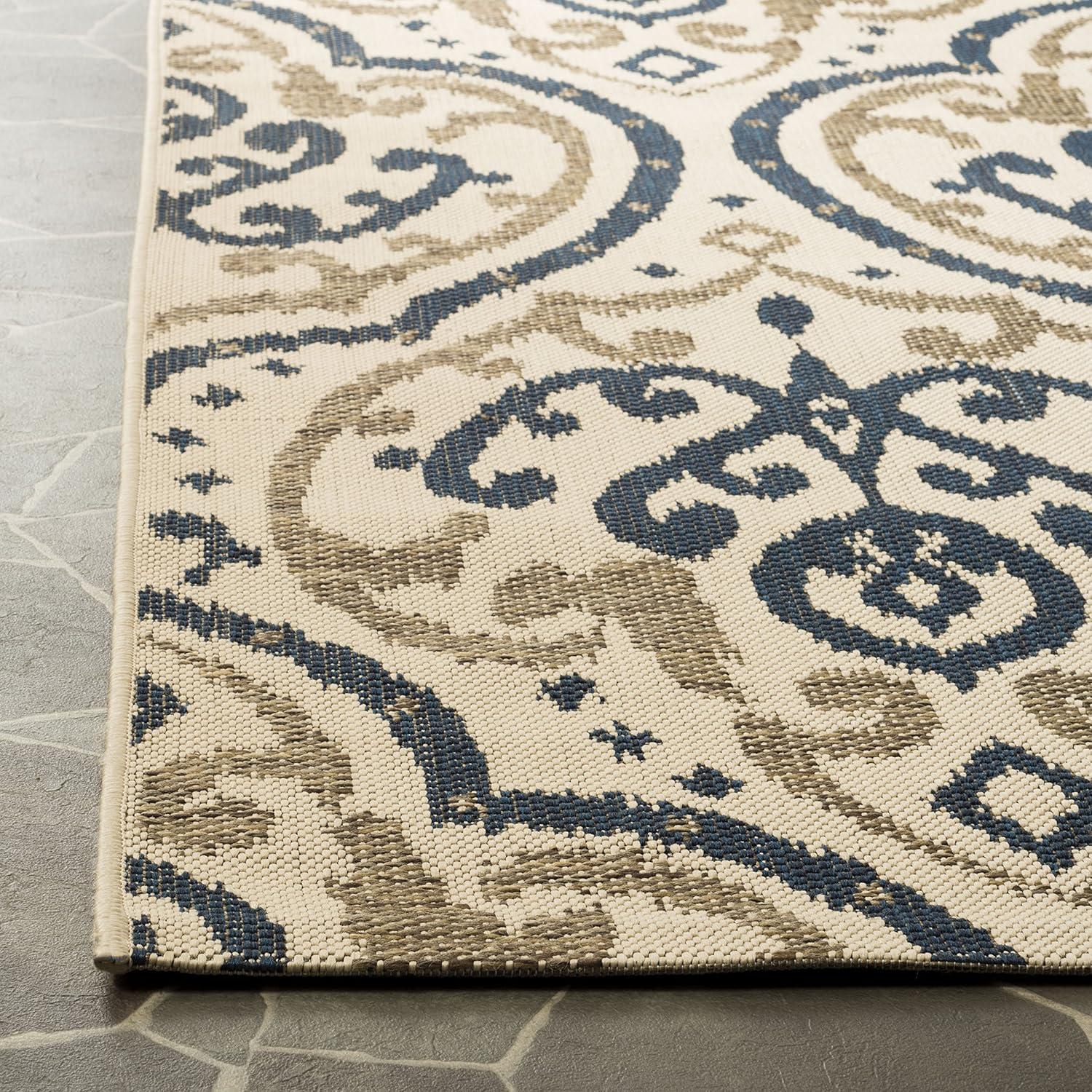 image:imageMartha Stewart x SAFAVIEH Outdoor Area Rug Collection 8 x 112 Beige amp Anthracite Weather Resistant amp Washable Ideal for Patio Backyard Mudroom Deck Dining Space MSR411423612BeigeNavy
