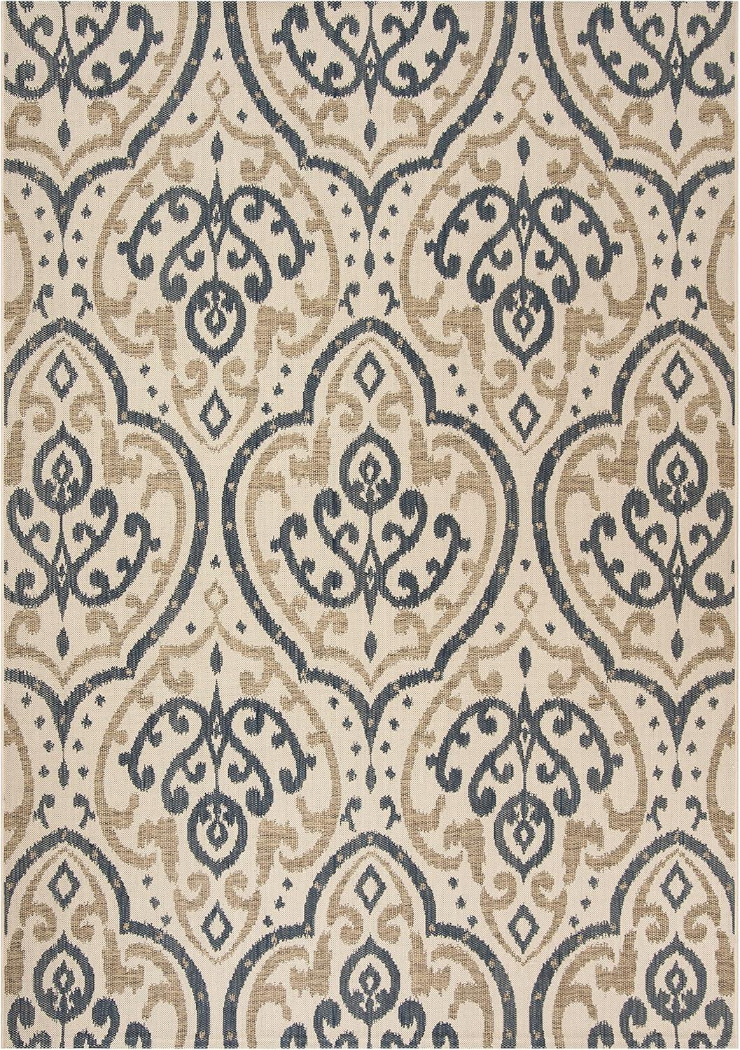 image:imageMartha Stewart x SAFAVIEH Outdoor Area Rug Collection 8 x 112 Beige amp Anthracite Weather Resistant amp Washable Ideal for Patio Backyard Mudroom Deck Dining Space MSR411423612BeigeNavy