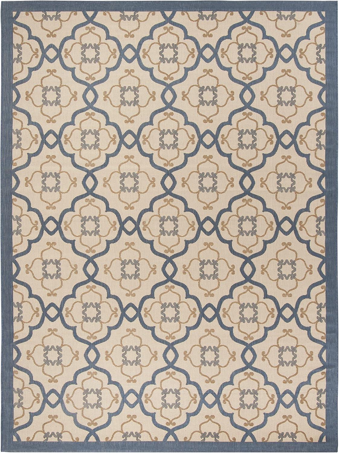 image:imageMartha Stewart x SAFAVIEH Outdoor Area Rug Collection 8 x 112 Beige amp Sweet Pea Weather Resistant amp Washable Ideal for Patio Backyard Mudroom Deck Dining Space MSR4262Azurite