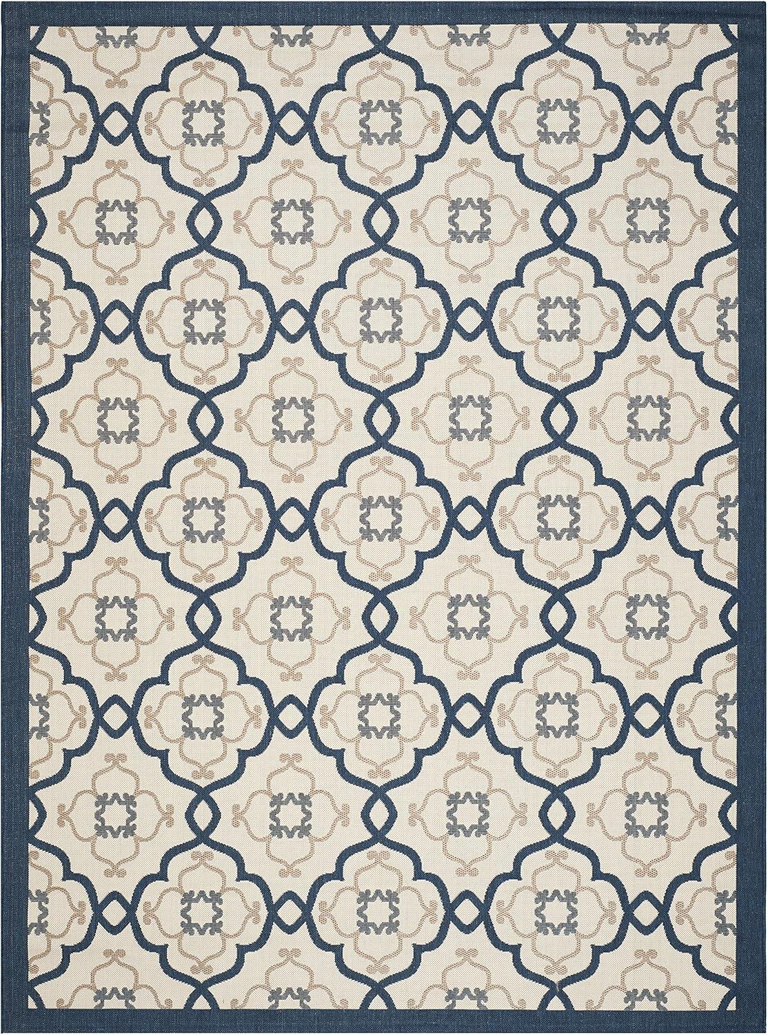 image:imageMartha Stewart x SAFAVIEH Outdoor Area Rug Collection 8 x 112 Beige amp Sweet Pea Weather Resistant amp Washable Ideal for Patio Backyard Mudroom Deck Dining Space MSR4262Azurite