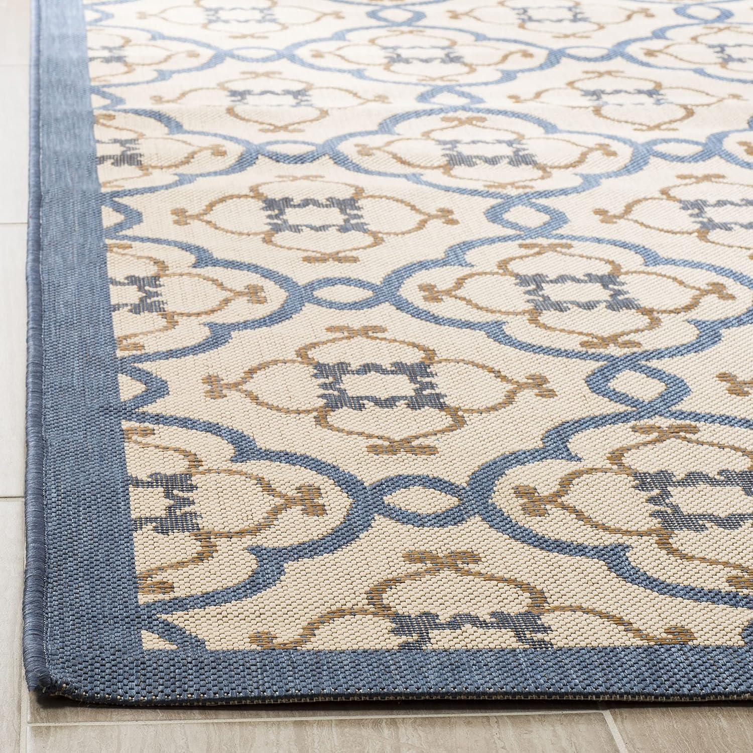 image:imageMartha Stewart x SAFAVIEH Outdoor Area Rug Collection 8 x 112 Beige amp Sweet Pea Weather Resistant amp Washable Ideal for Patio Backyard Mudroom Deck Dining Space MSR4262Azurite