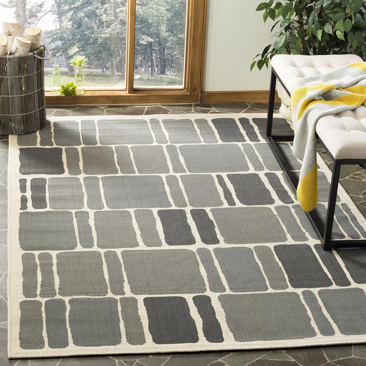 image:imageMartha Stewart x SAFAVIEH Outdoor Area Rug Collection 8 x 112 Cream amp Sweet Pea Weather Resistant amp Washable Ideal for Patio Backyard Mudroom Deck Dining Space MSR4289325BeigeAnthracite