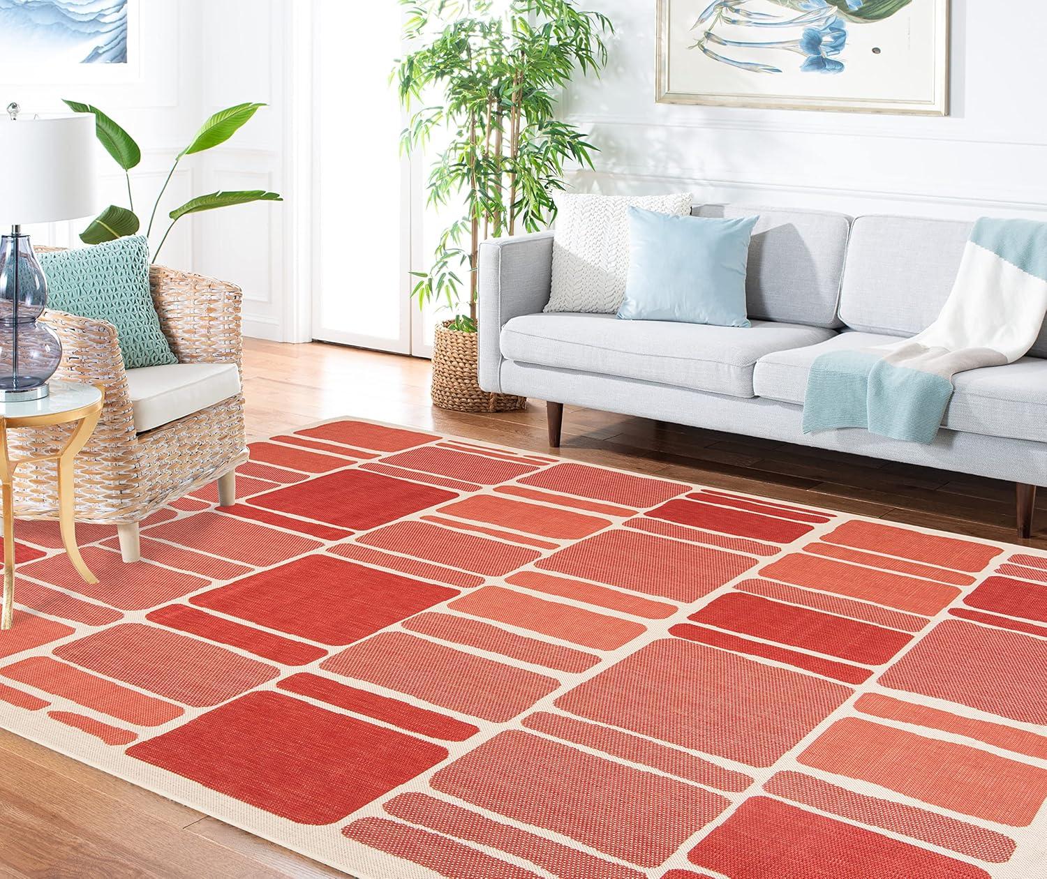 image:imageMartha Stewart x SAFAVIEH Outdoor Area Rug Collection 8 x 112 Cream amp Sweet Pea Weather Resistant amp Washable Ideal for Patio Backyard Mudroom Deck Dining Space MSR4289325BeigeRed