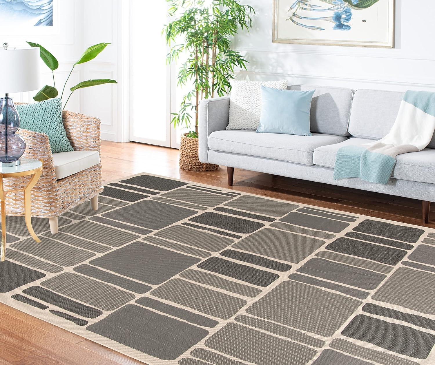 image:imageMartha Stewart x SAFAVIEH Outdoor Area Rug Collection 8 x 112 Cream amp Sweet Pea Weather Resistant amp Washable Ideal for Patio Backyard Mudroom Deck Dining Space MSR4289325BeigeAnthracite