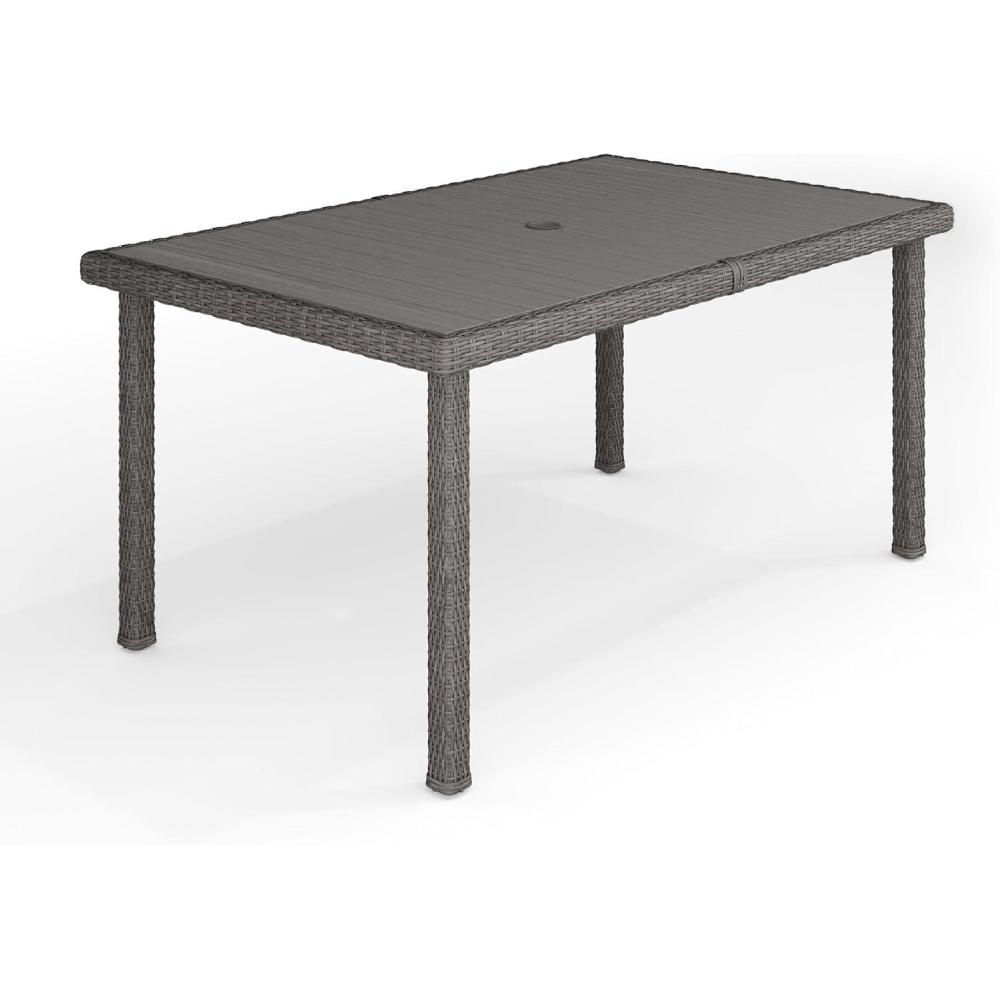 image:imageMartha Stewart Bedford 71 IndoorOutdoor Patio Table with Faux Wood Top and Rattan Wicker Finish in GrayGrey