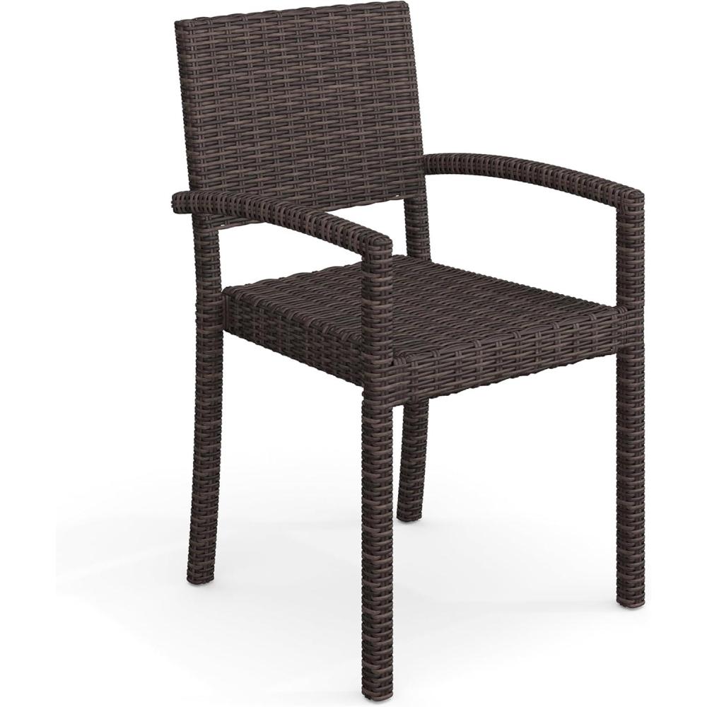 image:imageMartha Stewart Bedford IndoorOutdoor Stackable Patio Armchairs with Rattan Wicker Finish in Gray Set of 2Brown