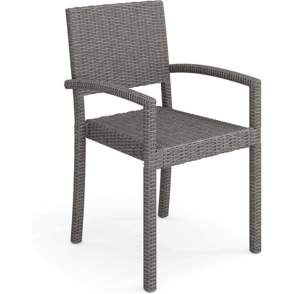 image:imageMartha Stewart Bedford IndoorOutdoor Stackable Patio Armchairs with Rattan Wicker Finish in Gray Set of 2Grey
