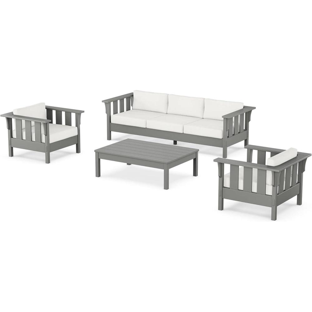 image:imageMartha Stewart by POLYWOOD Acadia 4Piece Deep Seating Set with Sofa in Slate Grey Midnight LinenNatural Linen