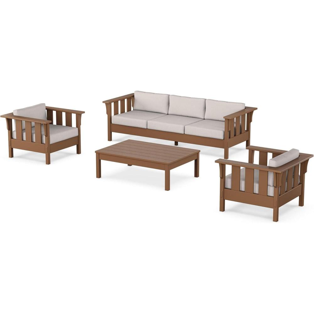 image:imageMartha Stewart by POLYWOOD Acadia 4Piece Deep Seating Set with Sofa in Teak Dune BurlapDune Burlap