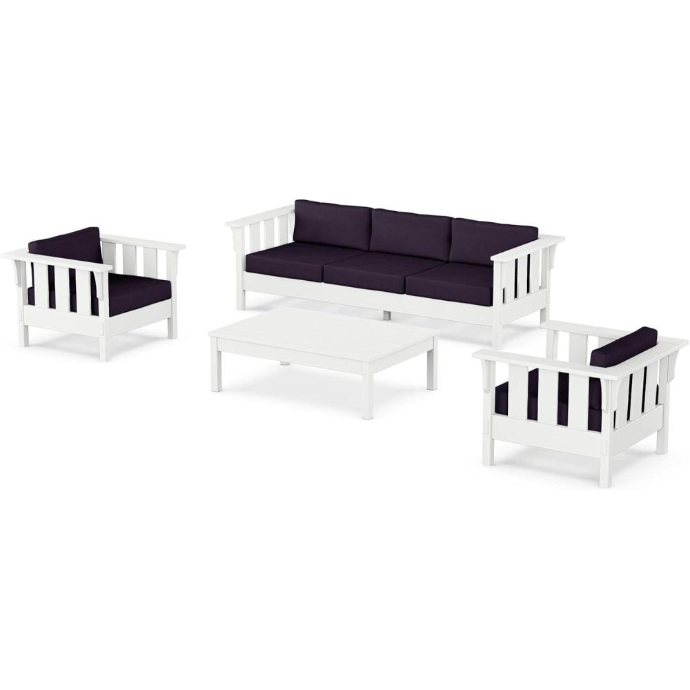 image:imageMartha Stewart by POLYWOOD Acadia 4Piece Deep Seating Set with Sofa in White Glacier SpaNavy Linen