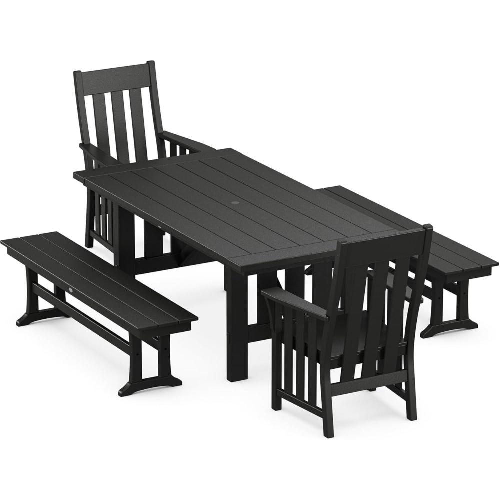 image:imageMartha Stewart by POLYWOOD Acadia 5Piece Dining Set with Benches in Slate GreyBlack