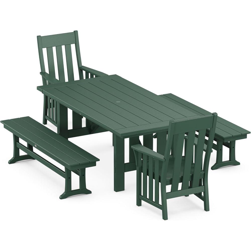 image:imageMartha Stewart by POLYWOOD Acadia 5Piece Dining Set with Benches in Slate GreyGreen