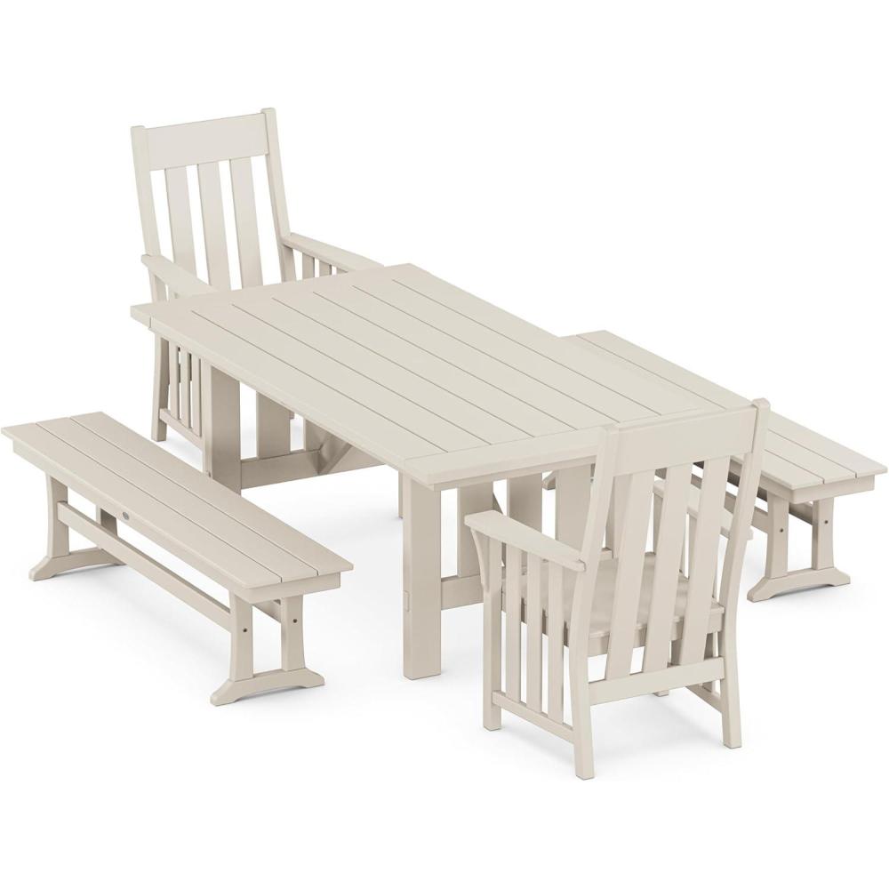 image:imageMartha Stewart by POLYWOOD Acadia 5Piece Dining Set with Benches in Slate GreySand