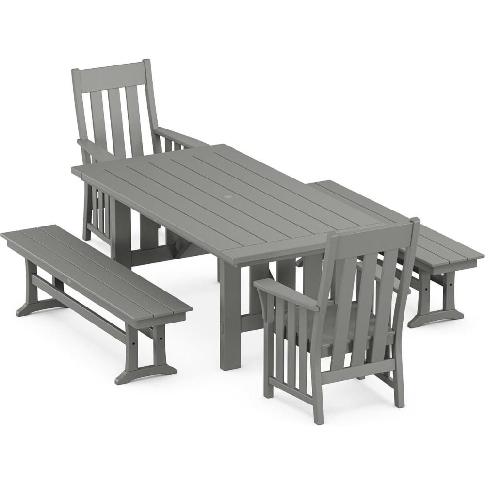 image:imageMartha Stewart by POLYWOOD Acadia 5Piece Dining Set with Benches in Slate GreySlate Grey