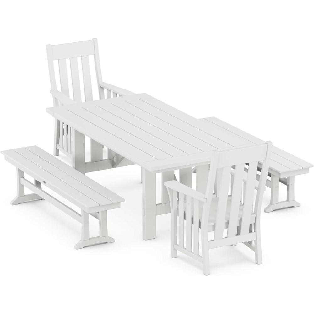 image:imageMartha Stewart by POLYWOOD Acadia 5Piece Dining Set with Benches in Slate GreyWhite