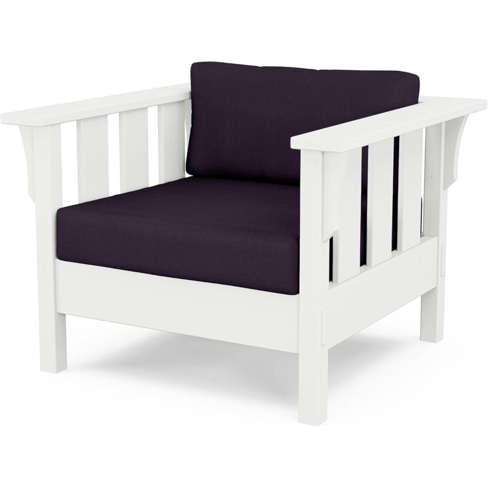 image:imageMartha Stewart by POLYWOOD Acadia Deep Seating Chair in Slate GreyNatural LinenWhite Navy Linen