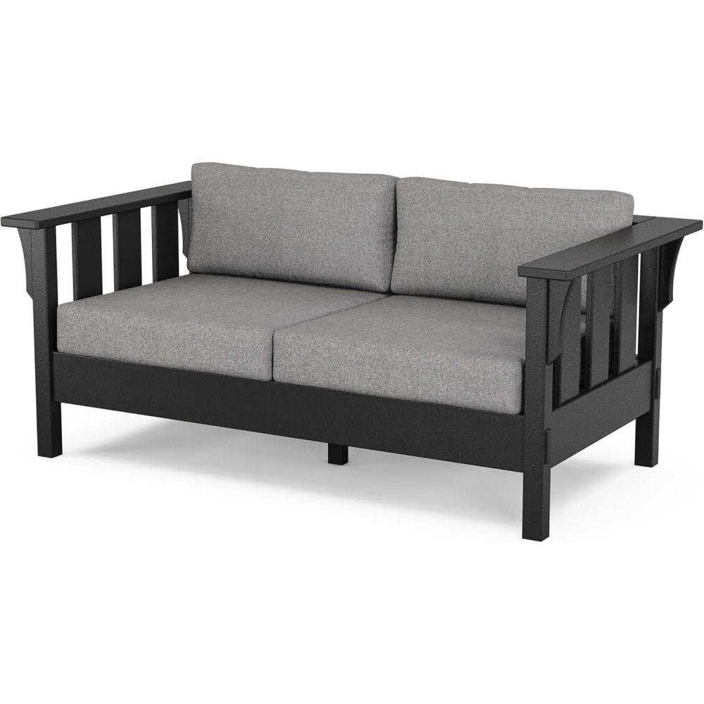 image:imageMartha Stewart by POLYWOOD Acadia Deep Seating Loveseat in MahoganySpiced BurlapBlack Grey Mist