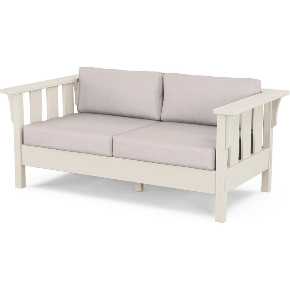image:imageMartha Stewart by POLYWOOD Acadia Deep Seating Loveseat in MahoganySpiced BurlapSand Dune Burlap