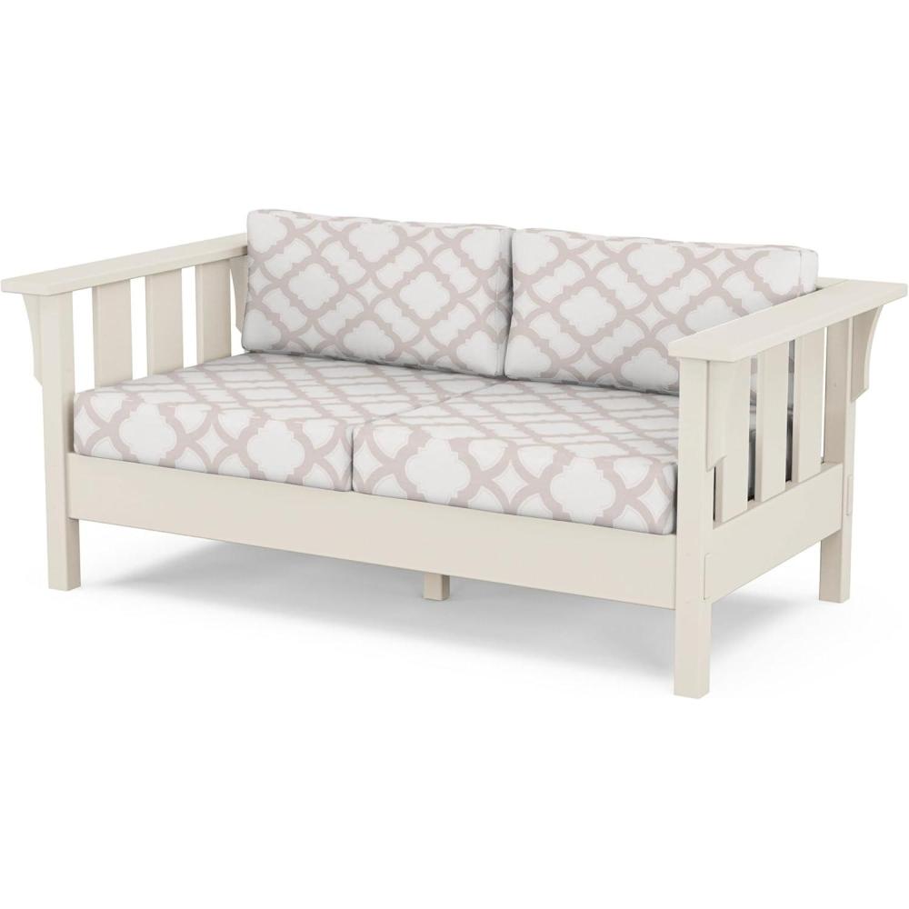 image:imageMartha Stewart by POLYWOOD Acadia Deep Seating Loveseat in MahoganySpiced BurlapSand Trellis Dune Burlap