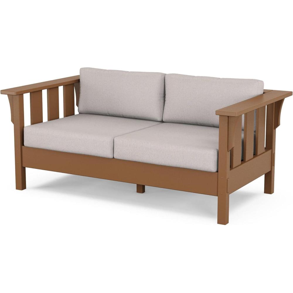 image:imageMartha Stewart by POLYWOOD Acadia Deep Seating Loveseat in MahoganySpiced BurlapTeak Dune Burlap