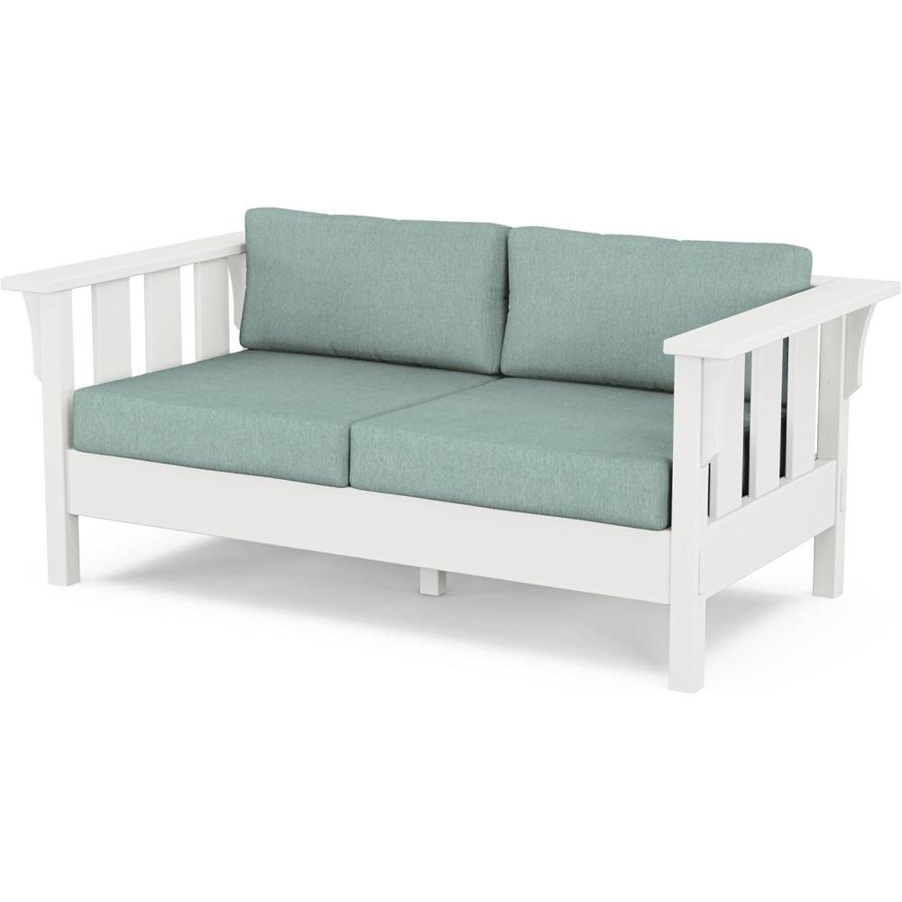 image:imageMartha Stewart by POLYWOOD Acadia Deep Seating Loveseat in MahoganySpiced BurlapWhite Glacier Spa