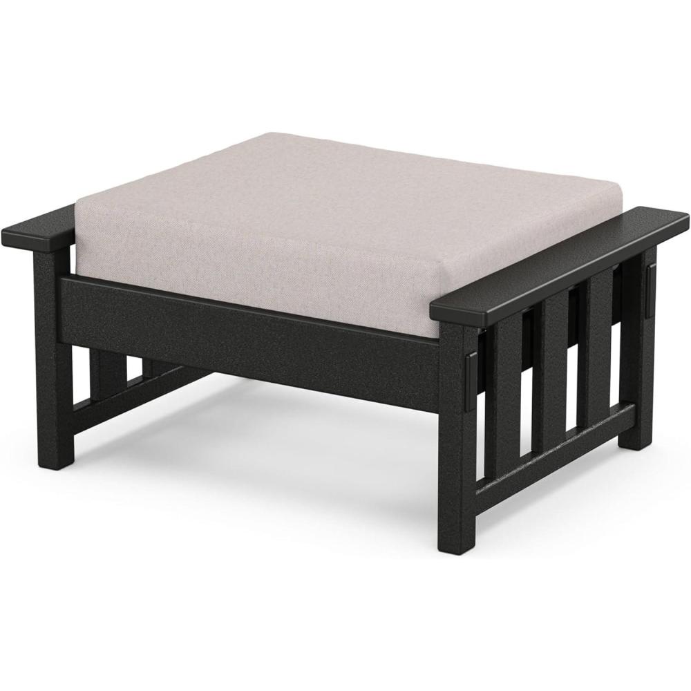 image:imageMartha Stewart by POLYWOOD Acadia Deep Seating Ottoman in Slate GreyMidnight LinenBlack Dune Burlap