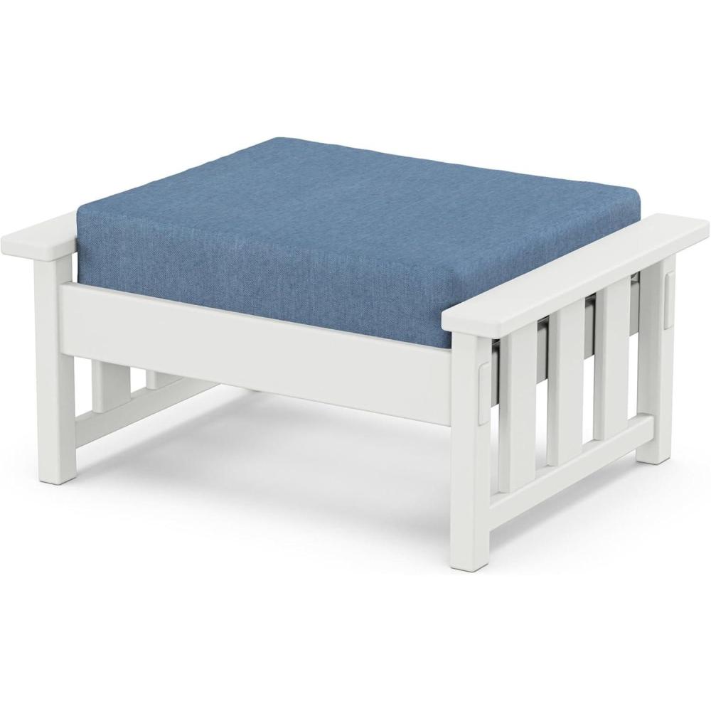 image:imageMartha Stewart by POLYWOOD Acadia Deep Seating Ottoman in Slate GreyMidnight LinenWhite  Sky Blue