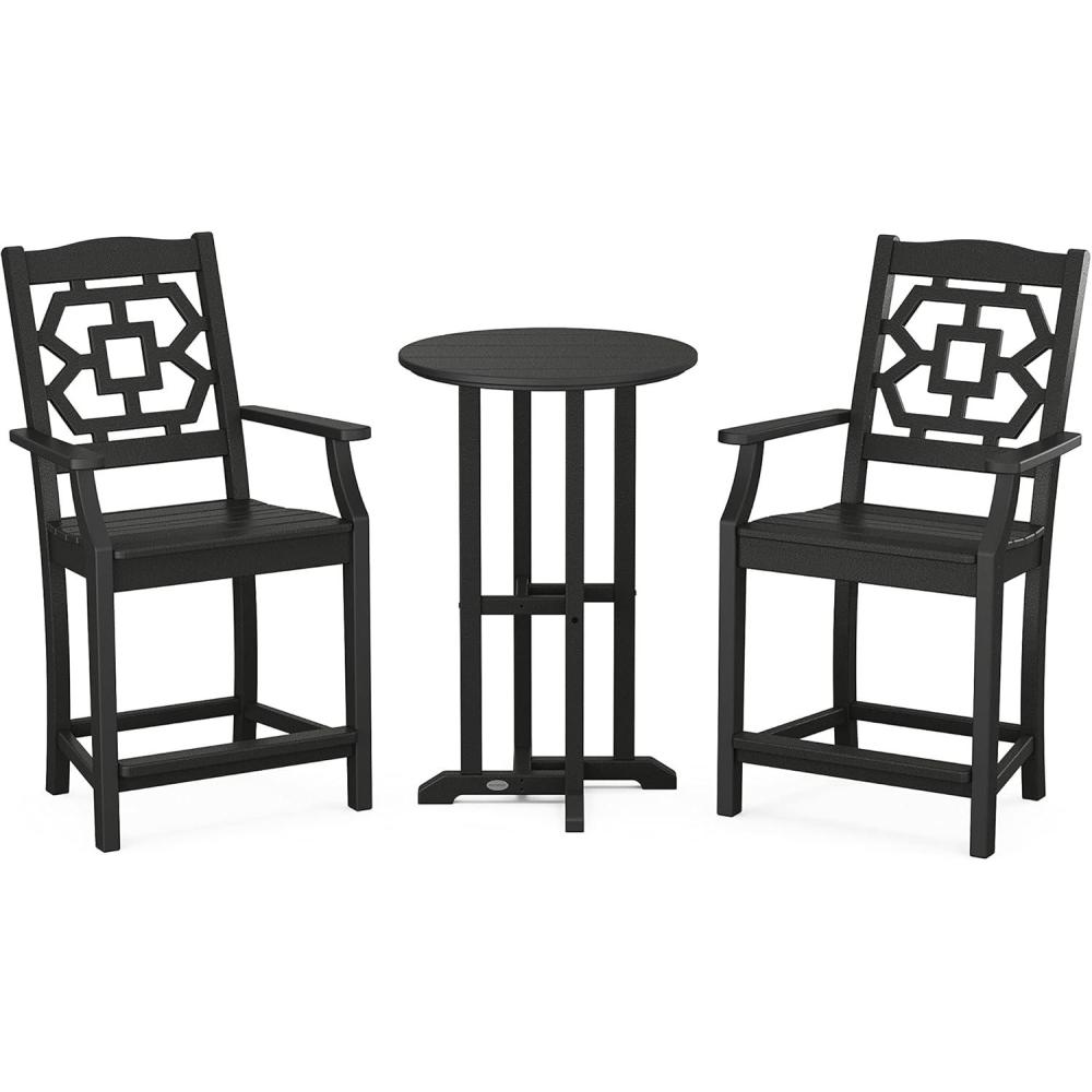 image:imageMartha Stewart by POLYWOOD Chinoiserie 3Piece Farmhouse Bistro Counter Set in MahoganyBlack